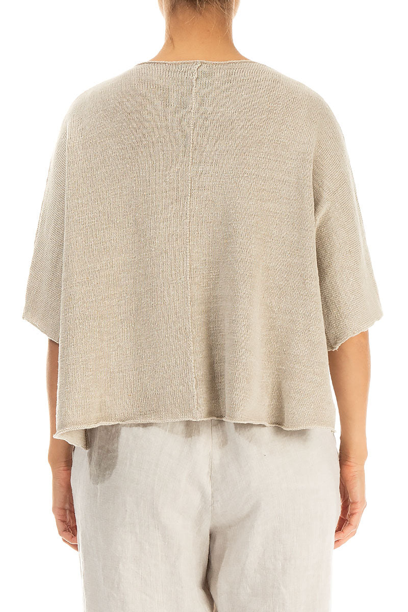 Pintuck Front Natural Linen Cardigan 2