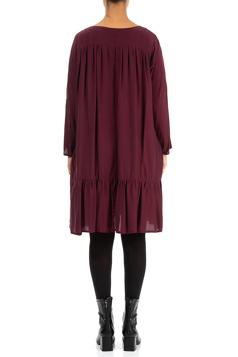 Pleated Wine Silk Bamboo Dress 2