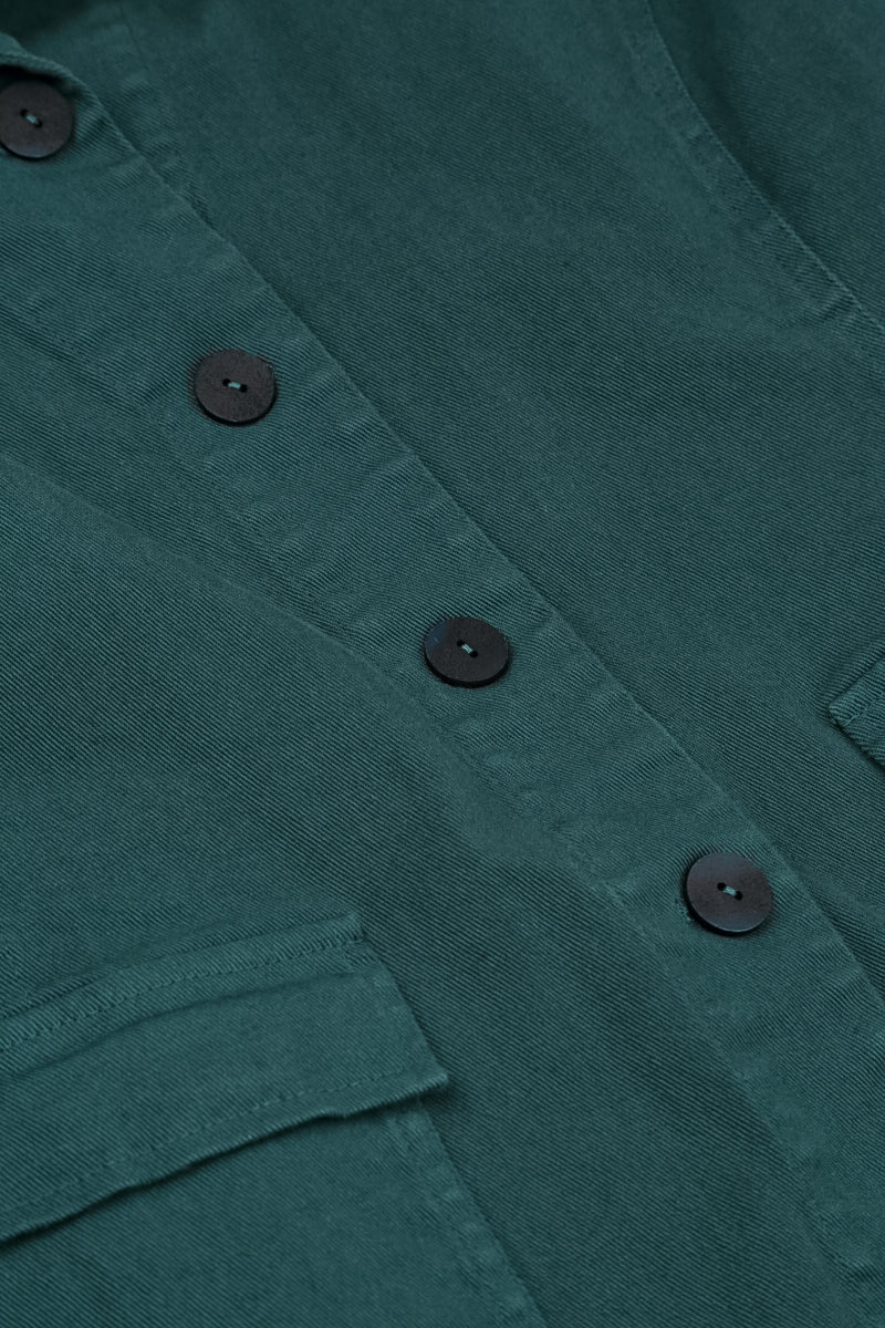 Pointed Hem Deep Turquoise Denim Cotton Jacket