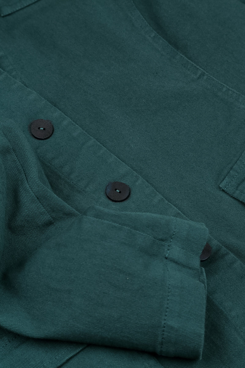 Pointed Hem Deep Turquoise Denim Cotton Jacket