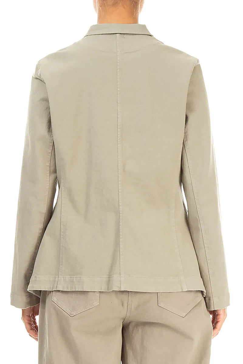 Pointed Hem Olive Grey Denim Cotton Jacket
