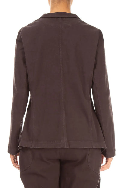 Pointed Hem Truffle Brown Denim Cotton Jacket