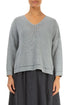 Pointelle Hem Grey Linen Jumper 1