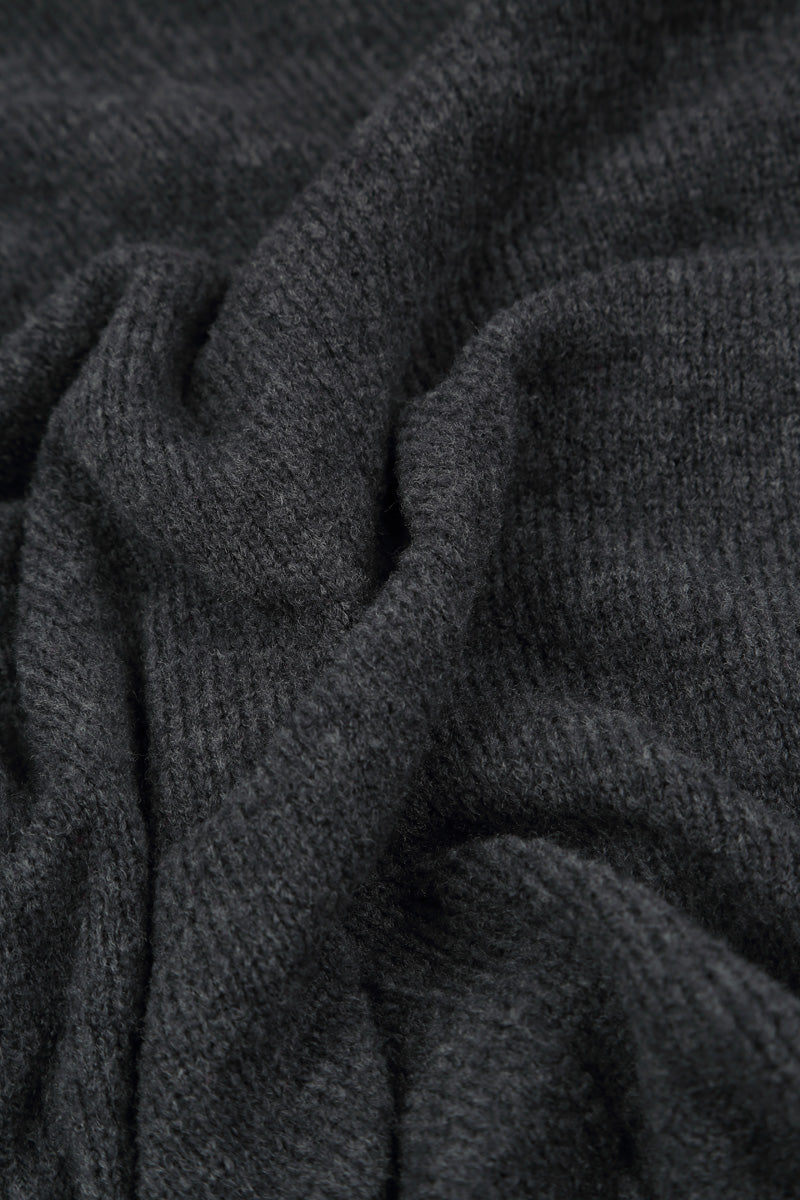 Pom-Pom Edge Dark Grey Wool Scarf 5