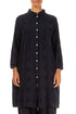 Puff Sleeves Bubble Pattern Slate Blue Linen Shirt - Jacket 1