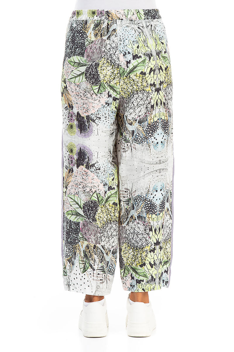 Purple Edge Botanical Linen Trousers 2