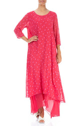 Raspberry Dotty Silk Maxi Dress 4