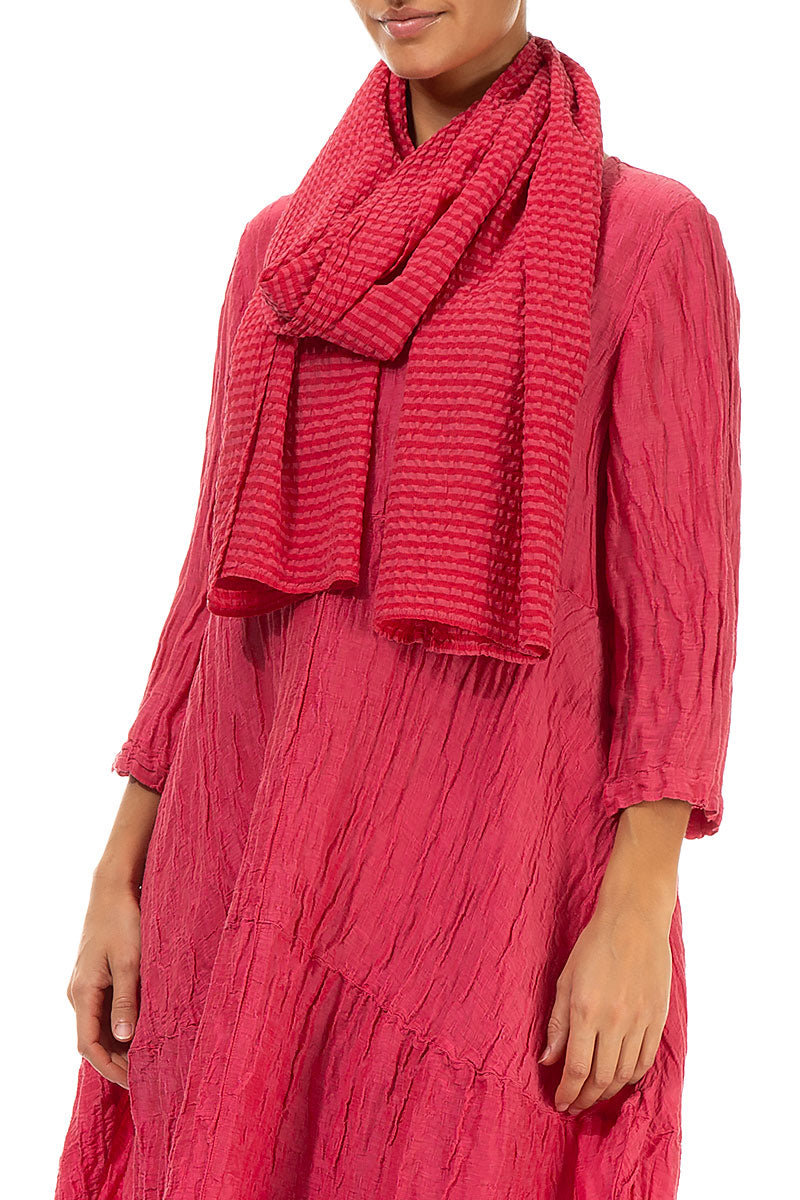 Raspberry Textured Silk Scarf 3