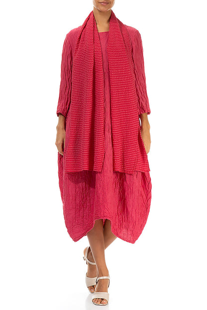 Raspberry Textured Silk Scarf 2