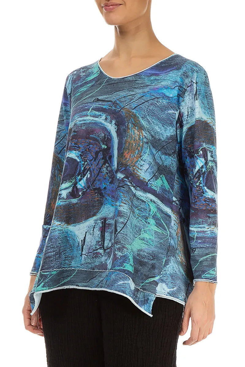 Raw Edge Blue Reverie Cotton Blouse 3
