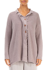 Raw Edge Greige Linen Cardigan 1