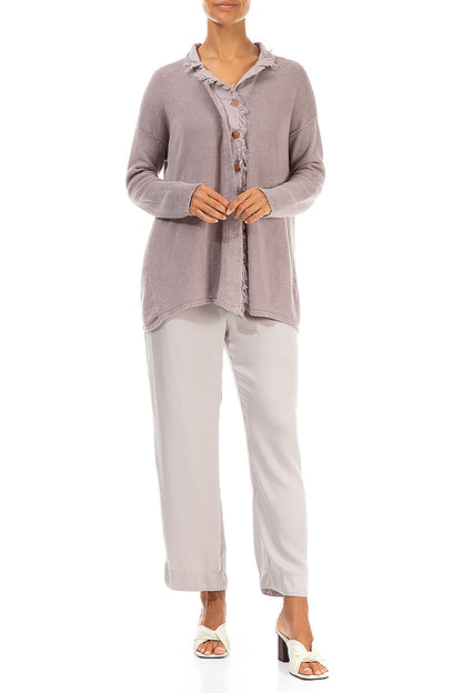Raw Edge Greige Linen Cardigan 4