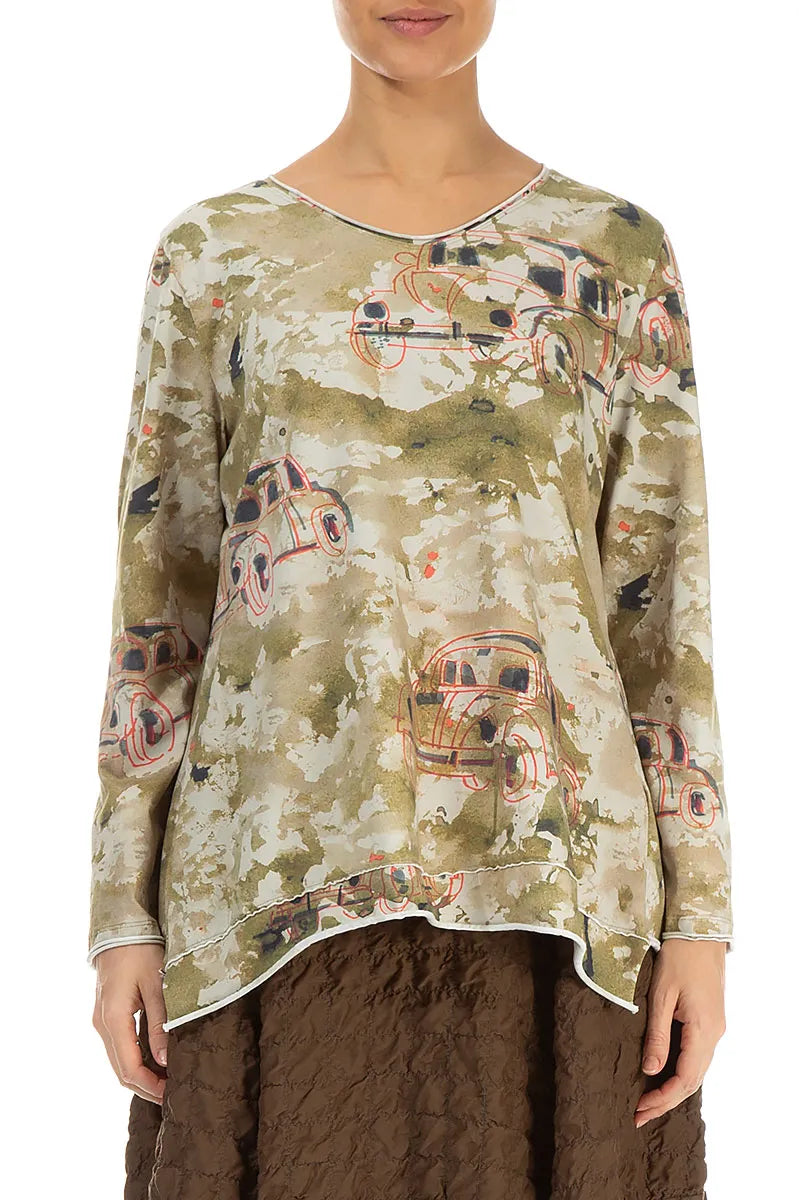 Retro-Baumwollbluse mit unversäuberten Kanten