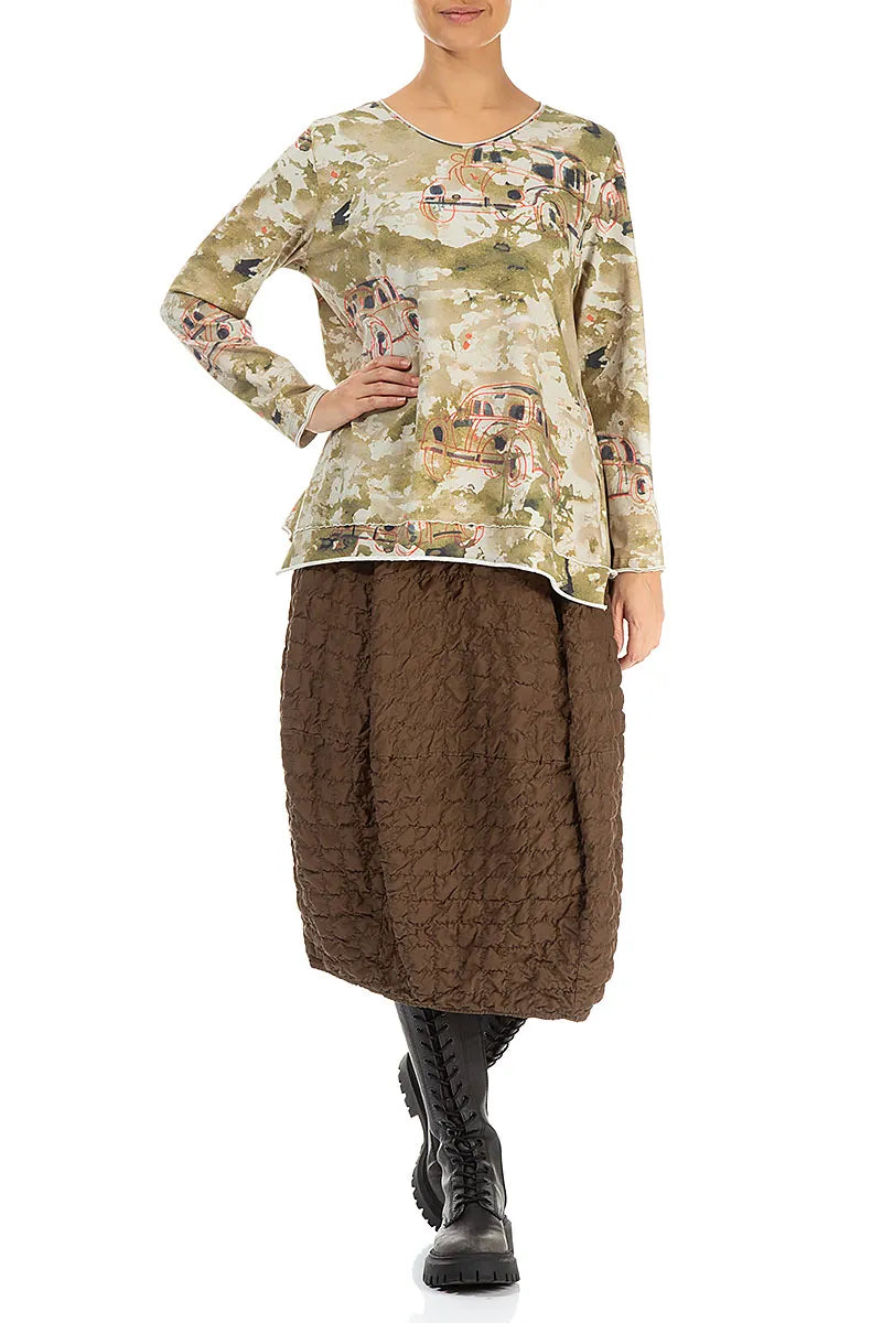 Retro-Baumwollbluse mit unversäuberten Kanten