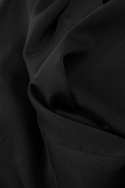 Raw Edge Three Pockets Black Silk Bamboo Jacket