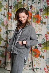 Raw Edge Three Pockets Truffle Linen Jacket 8
