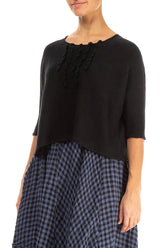 Raw Fringe Black Linen Jumper 3