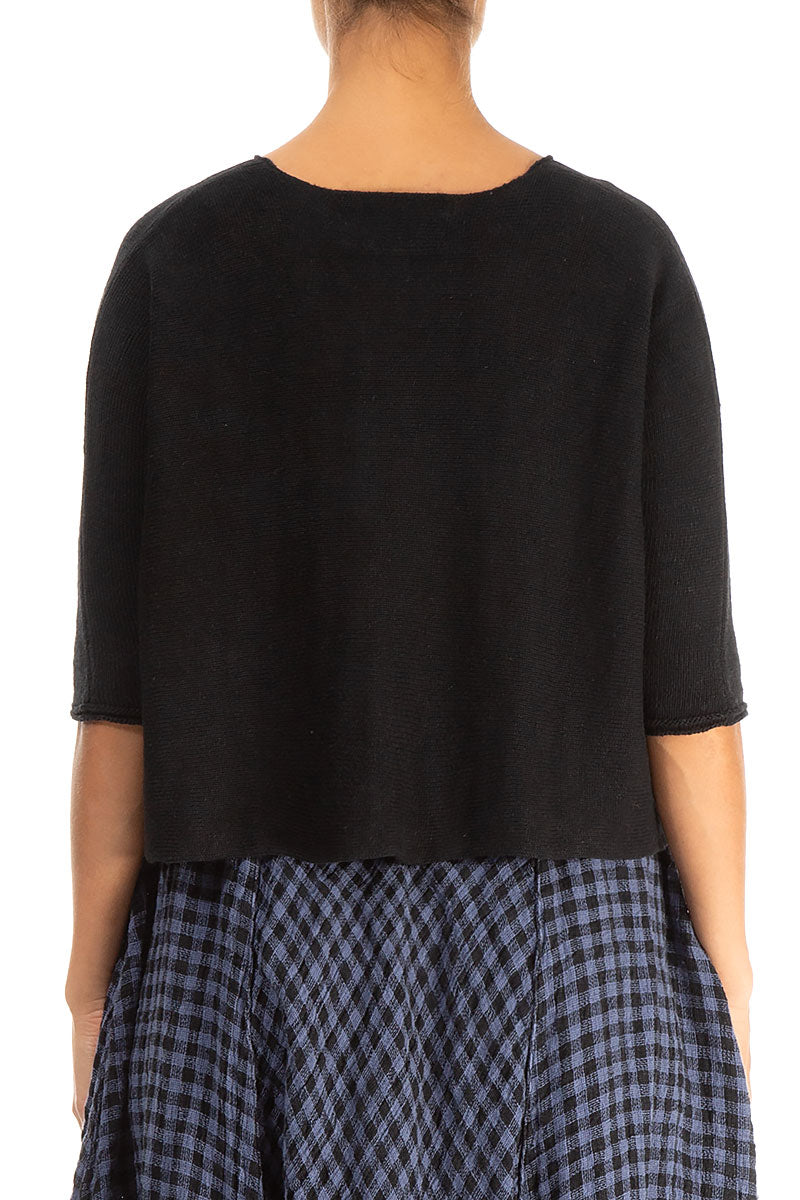 Raw Fringe Black Linen Jumper 2