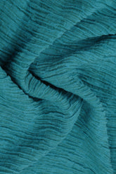 Raw Seam Crinkled Turquoise Silk Blouse 5