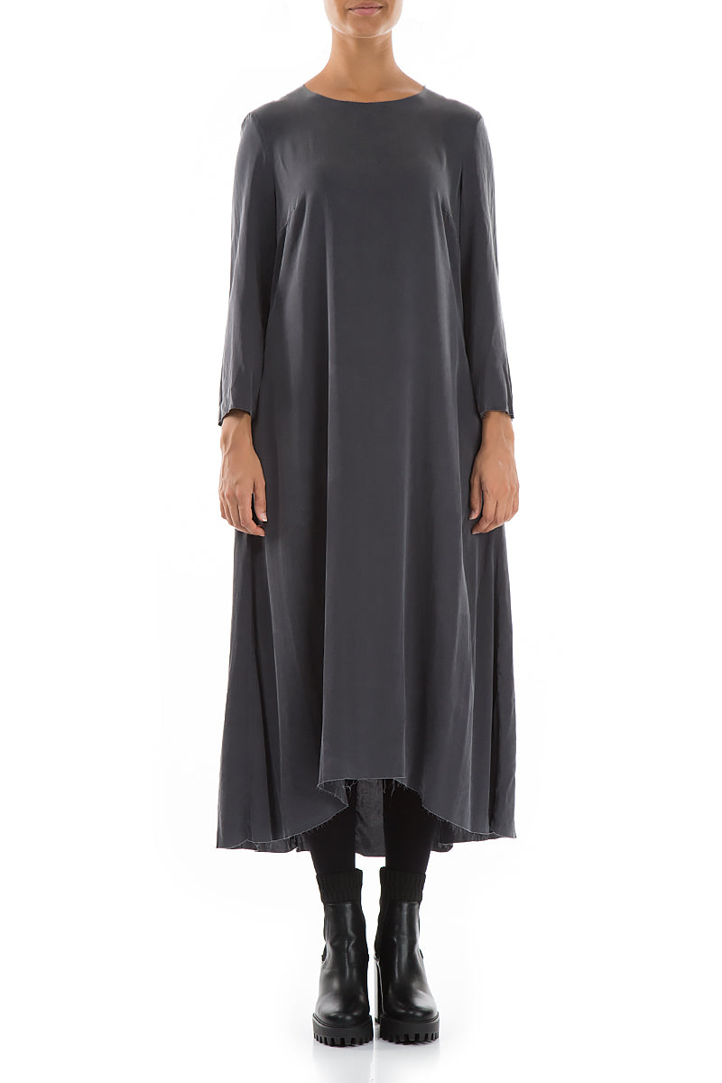Raw Trims Anthracite Silk Dress