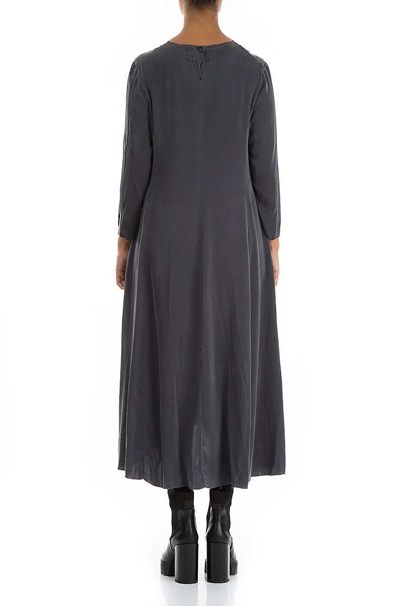 Raw Trims Anthracite Silk Dress