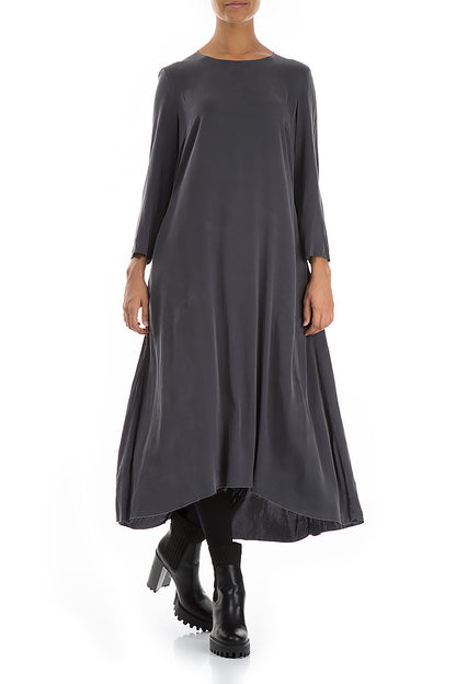 Raw Trims Anthracite Silk Dress