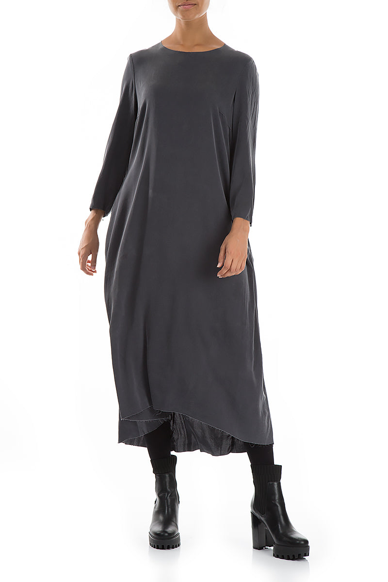 Raw Trims Anthracite Silk Dress