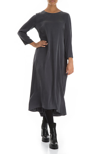 Raw Trims Anthracite Silk Dress