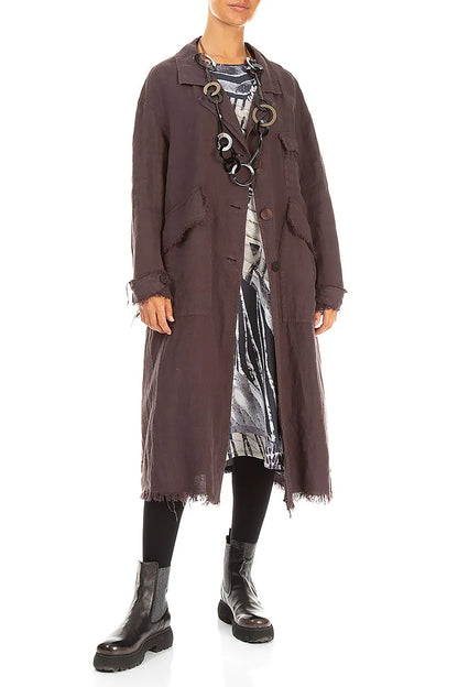 Raw Truffle Brown Linen Jacket Coat