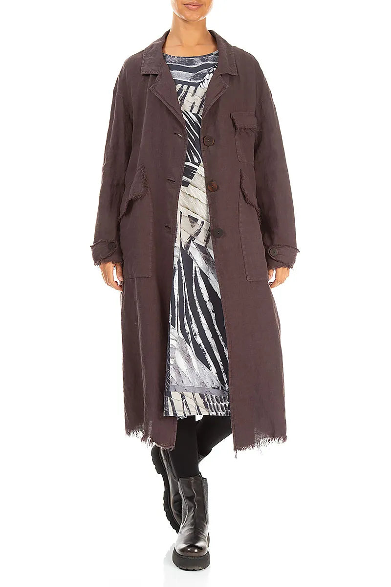 Raw Truffle Brown Linen Jacket Coat
