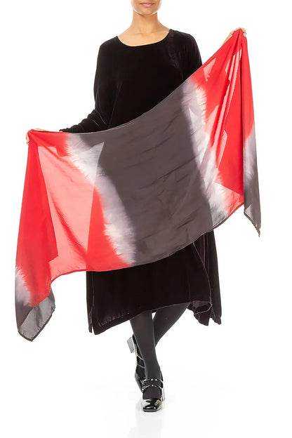 Écharpe en pure soie ombrée Red Eclipse
