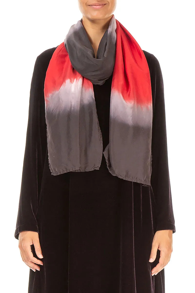 Écharpe en pure soie ombrée Red Eclipse