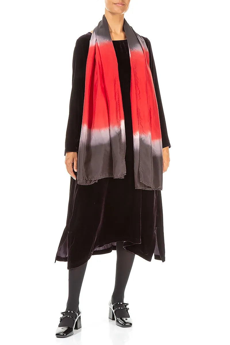 Red Eclipse Ombré Pure Silk Scarf