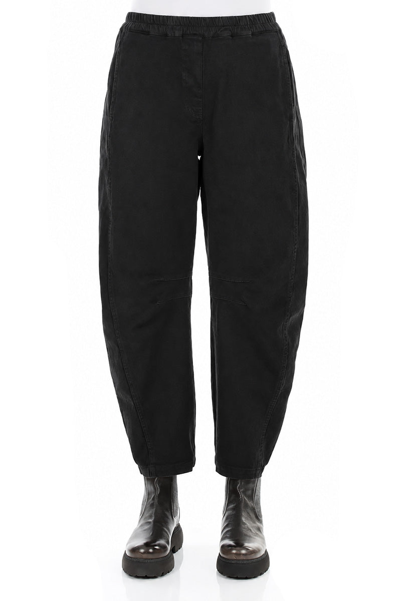 Relaxed Barrel Black Denim Cotton Trousers 1