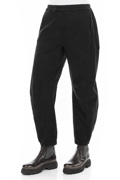 Relaxed Barrel Black Denim Cotton Trousers 3