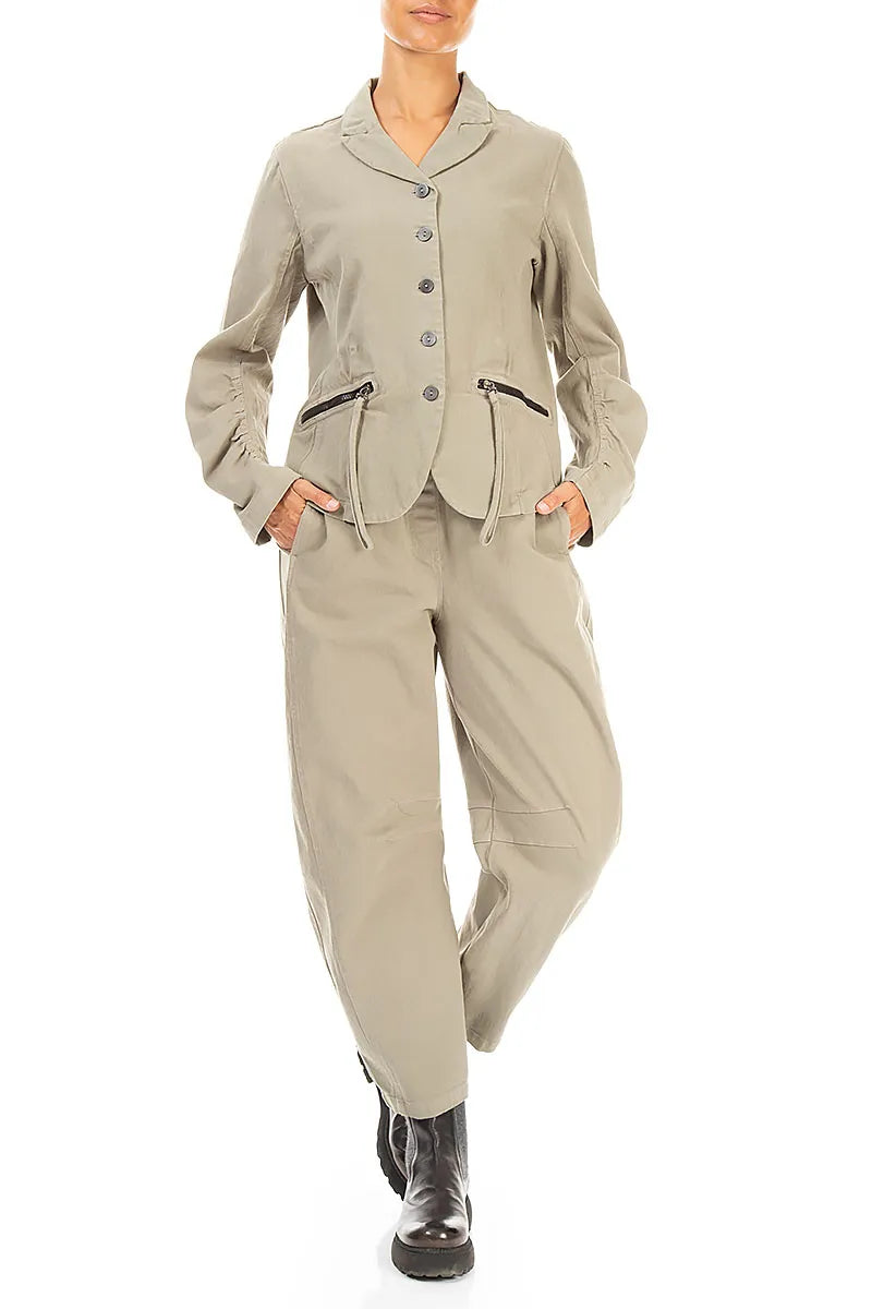 Relaxed Barrel Olive Grey Denim Cotton Trousers 4