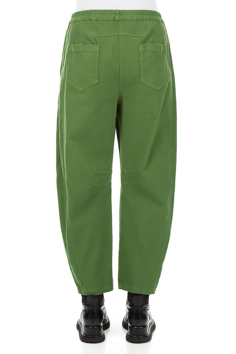 Relaxed Barrel Shamrock Green Denim Cotton Trousers