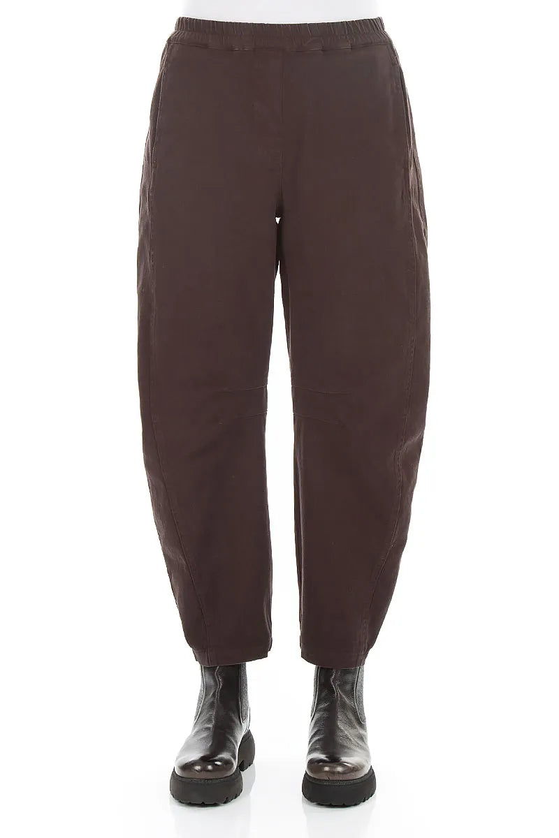 Relaxed Barrel Truffle Brown Denim Cotton Trousers
