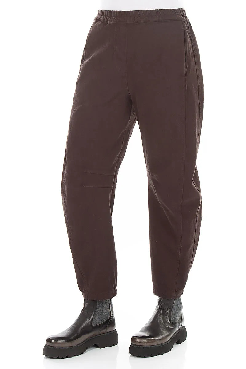 Relaxed Barrel Truffle Brown Denim Cotton Trousers 3