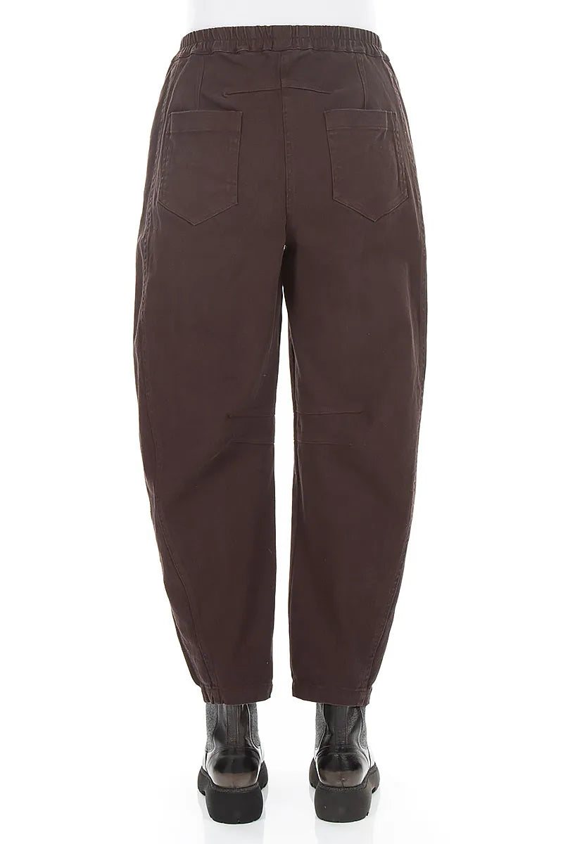 Relaxed Barrel Truffle Brown Denim Cotton Trousers