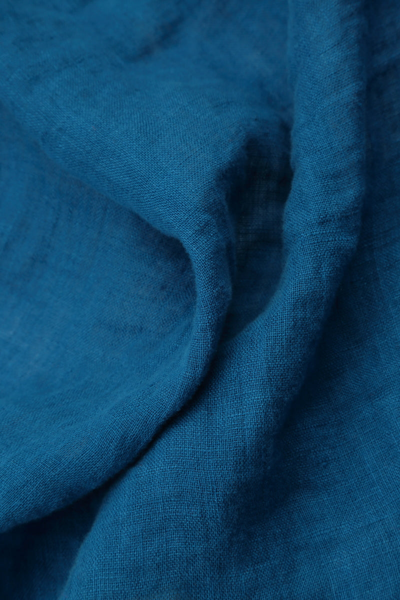 Relaxed Cobalt Gauze Linen Shirt