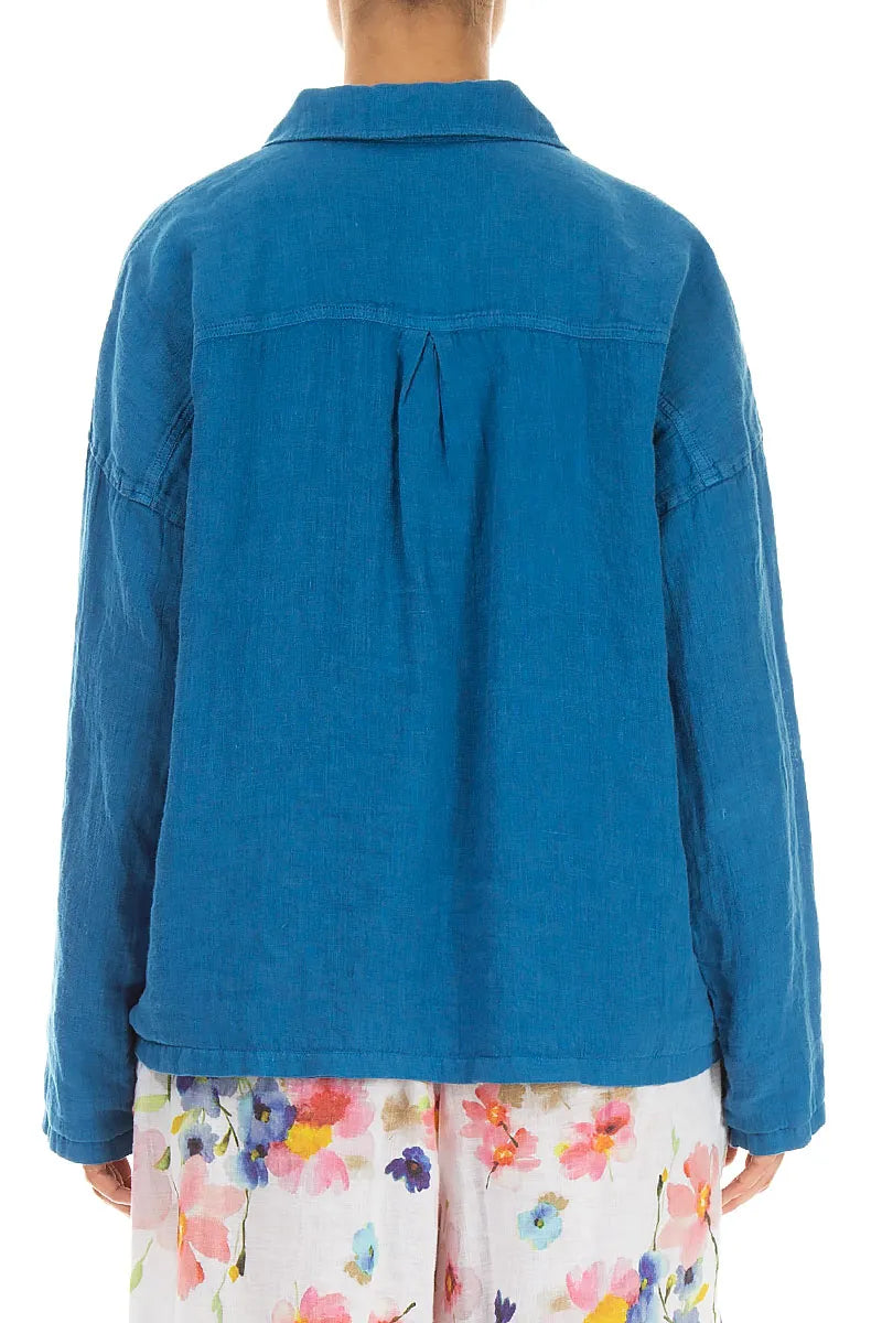Relaxed Cobalt Gauze Linen Shirt