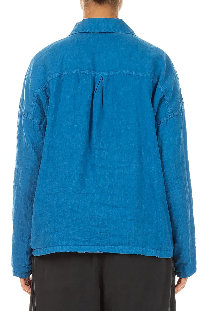 Relaxed Cobalt Gauze Linen Shirt 2