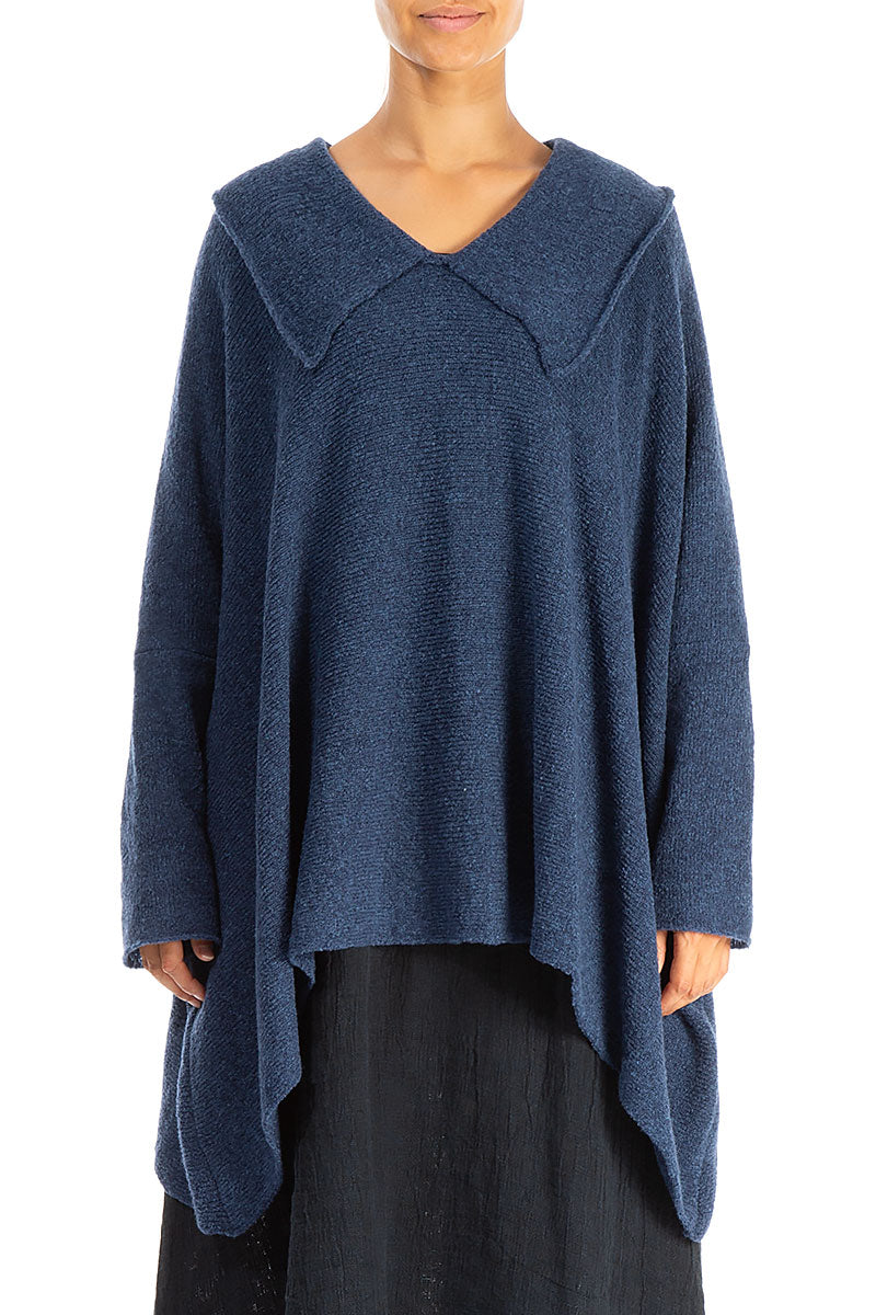 Pull en laine bleu à col décontracté