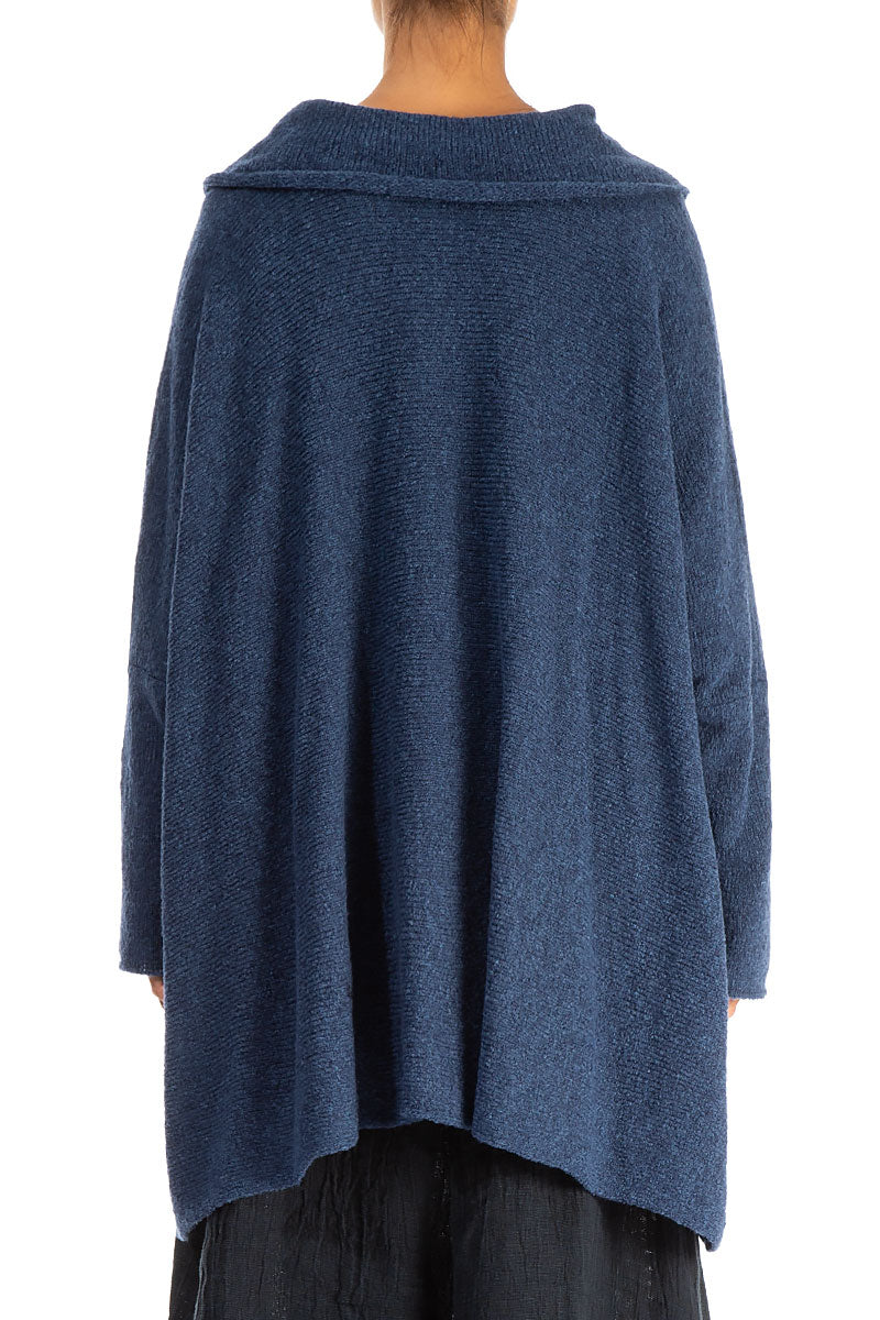 Pull en laine bleu à col décontracté
