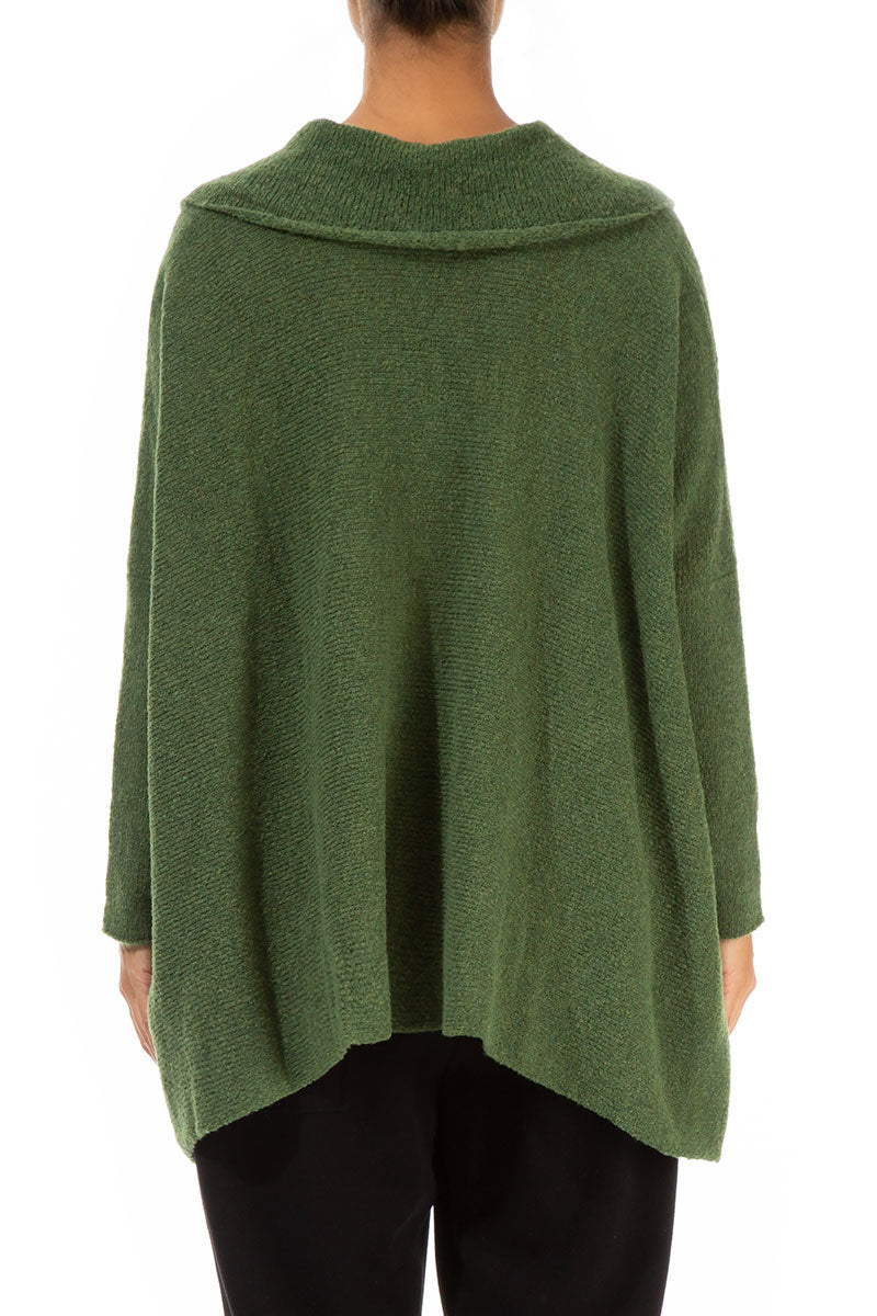 Relaxed Collar Dark Sage Wool Sweater 2