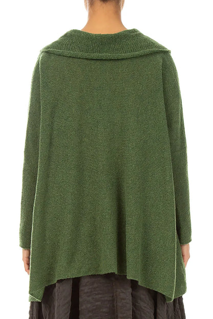 Relaxed Collar Dark Sage Wool Sweater 3