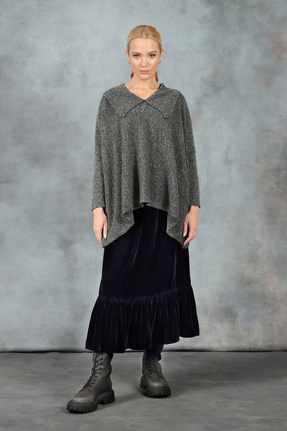 Relaxed Collar Grey Wool Sweater 6
