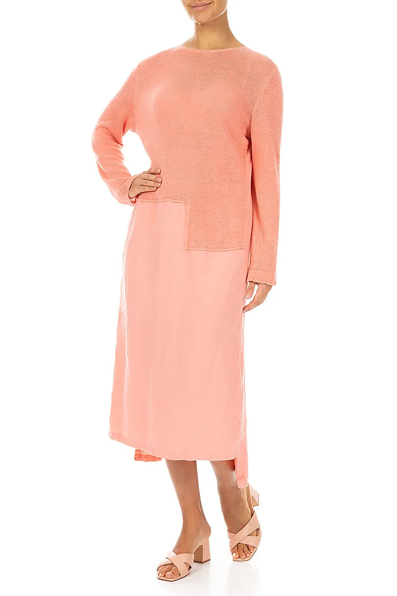 Robe en lin corail décontractée
