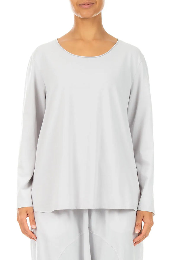 Relaxed Pearl Grey Cotton Blouse